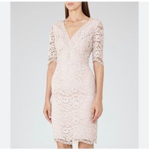 Reiss Dahlia Fitted Lace Cocktail Dress V Neck Feminine Romantic